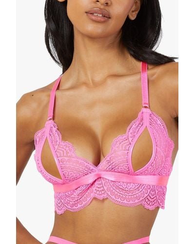 Wolf & Whistle Demi Pink Lace Triangle Peep Bra