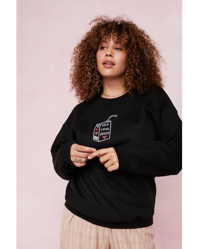 Nasty Gal Self Love Juice Plus Size Graphic Sweatshirt - Black