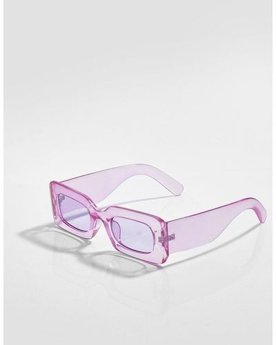 Boohoo Tinted Clear Crystal Frame Sunglasses - Pink