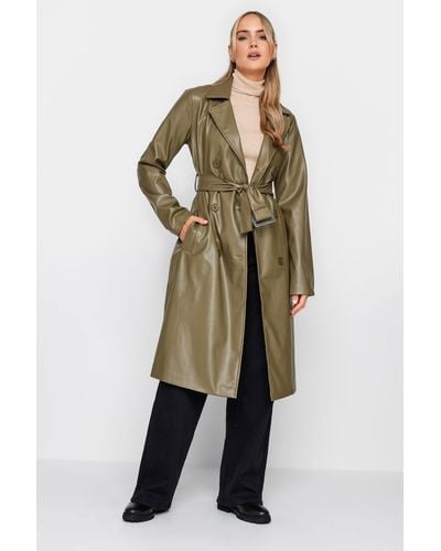 Long Tall Sally Tall Faux Leather Trench Coat - Natural