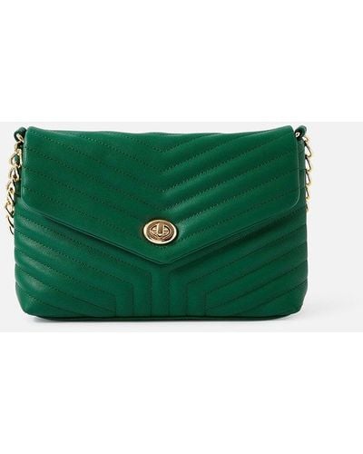 Accessorize Quilted Chain Shoulder Bag - Green