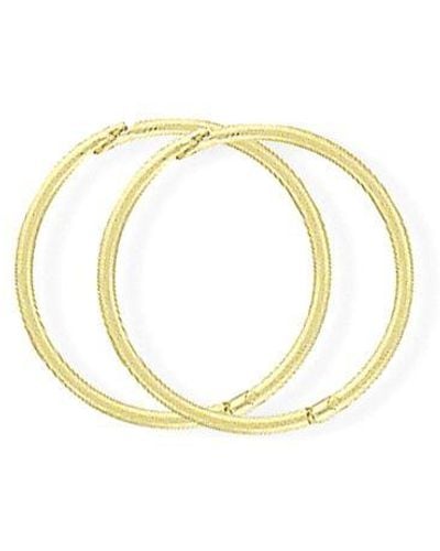 Jewelco London 9ct Gold 1mm Gauge Thick Hinged Sleeper Hoop Earrings 14mm - Senr02954 - Metallic