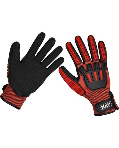 Loops Pair Cut & Impact Resistant Gloves - Xl - Hook & Loop Wrist Strap - Washable - Black
