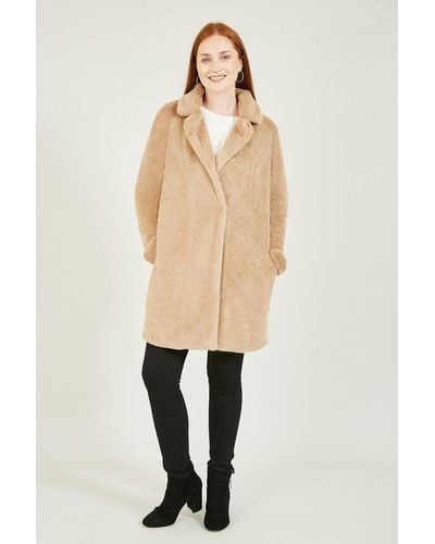 Yumi' Beige Faux Fur Coat - Natural