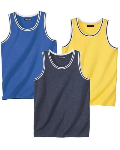 Atlas For Men Jersey Vest Top (pack Of 3) - Blue