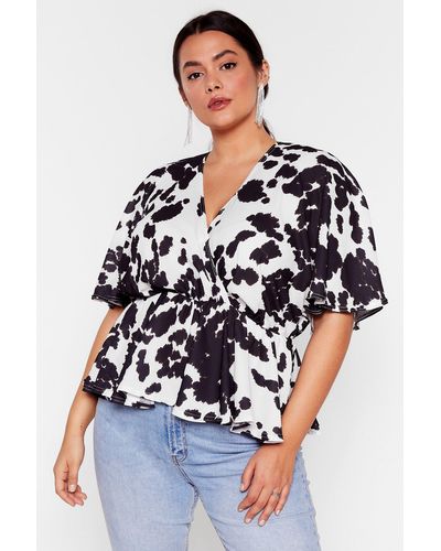 Nasty Gal Cow So Plus Wrap Top - Blue