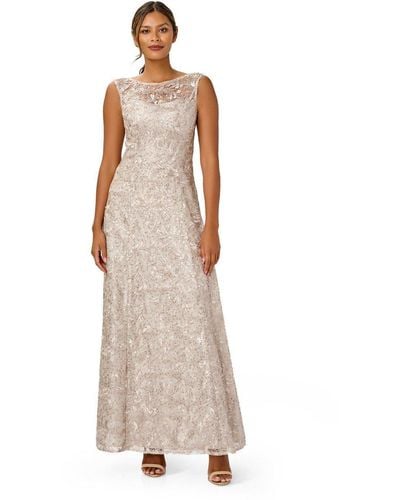 Adrianna Papell Sequin Lace Gown - Grey