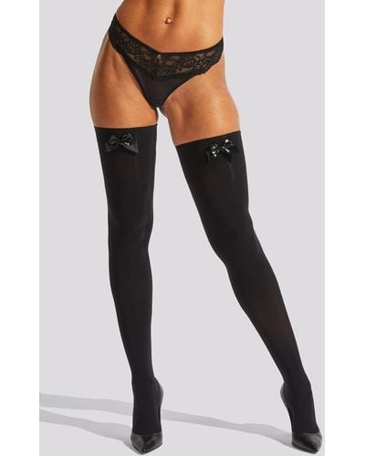 Ann Summers Opaque Bow Hold Ups - Black