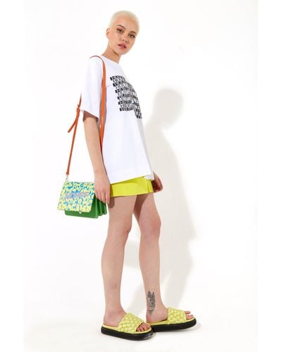 House of Holland Cross Body Bag In Green With 'house' Print - Multicolour