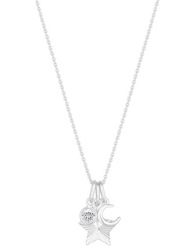Simply Silver Sterling Silver 925 Celestial Charm Pendant Necklace - Blue