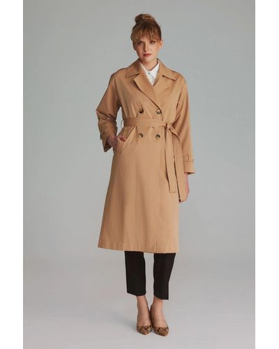 GUSTO Relaxed Fit Trench Coat - Natural