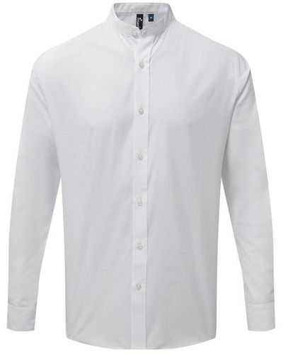 PREMIER Grandad Collar Long-sleeved Shirt - White