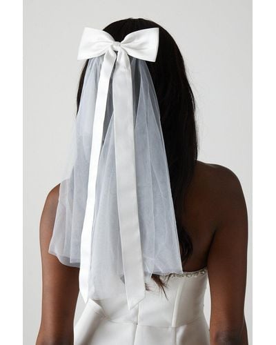 Coast Mini Bow Bridal Veil - White