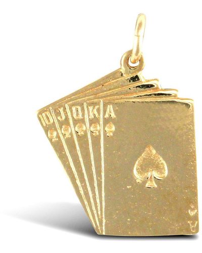 Jewelco London 9ct Gold Ace Of Spades Royal Flush Poker Charm Pendant - Metallic