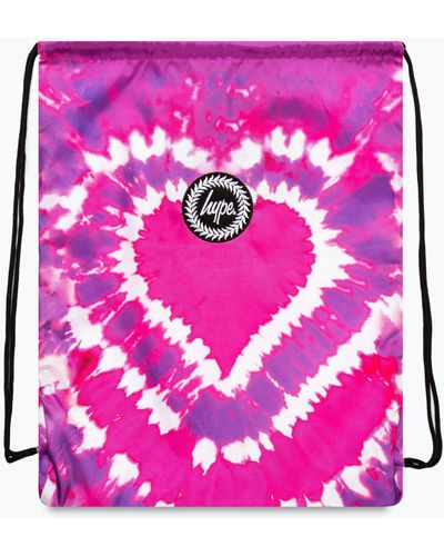Hype Heart Hippy Tie Dye Drawstring Bag - Pink