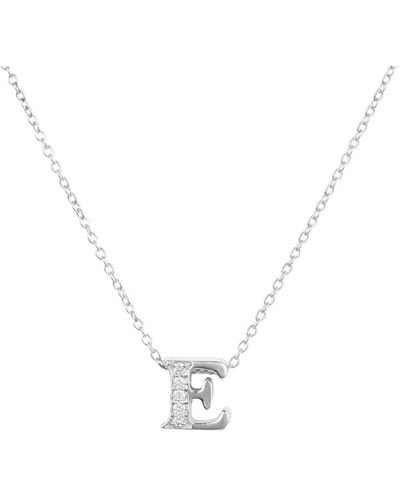 LÁTELITA London Diamond Initial Letter Pendant Necklace Silver E - White
