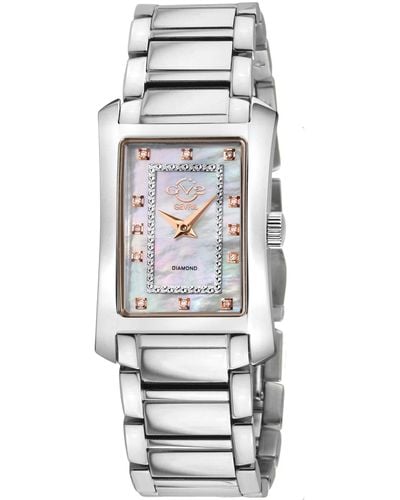 Gv2 Luino Diamond White Mop Dial 14600b Swiss Quartz Watch - Metallic