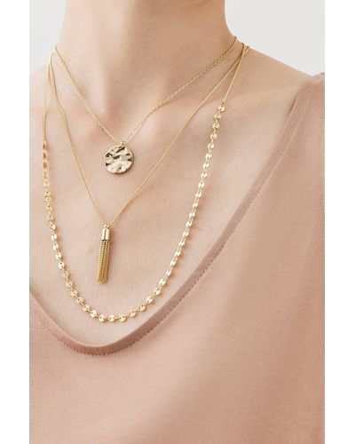 Karen Millen Triple Chain Detailed Necklace - Natural