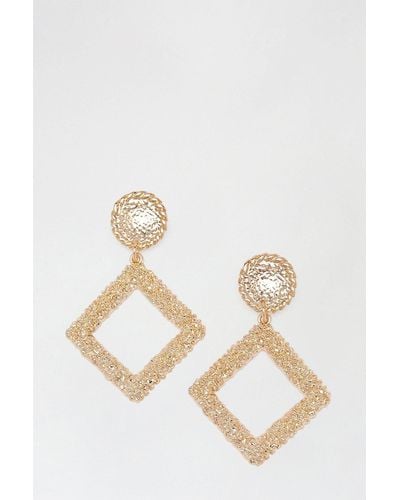 Dorothy Perkins Gold Hammered Square Earrings - Metallic