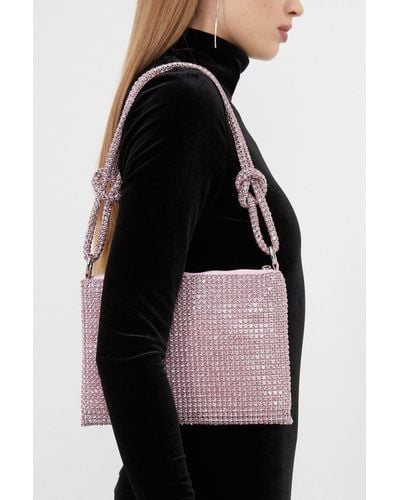 Karen Millen Rhinestone Shoulder Bag - Pink