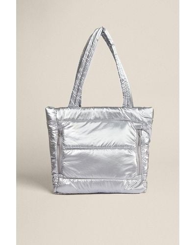 Oasis Quilted Nylon Zip Detail Tote Bag - Natural