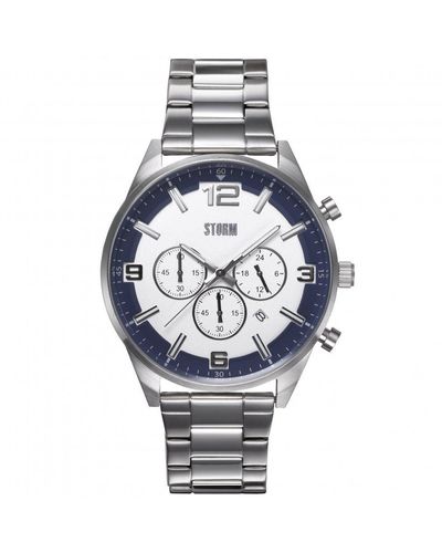 Storm Chronotron Silver Stainless Steel Fashion Watch - 47496/s - Blue