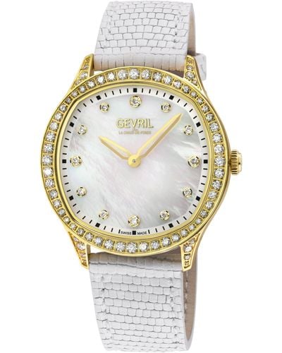 Gevril Morcote 10221 Swiss Diamond Italian Leather Swiss Quartz Watch - Metallic