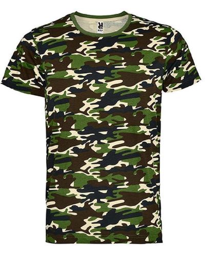 Roly Green Urban Camo Camouflage Short Sleeve 100% Cotton T-shirt