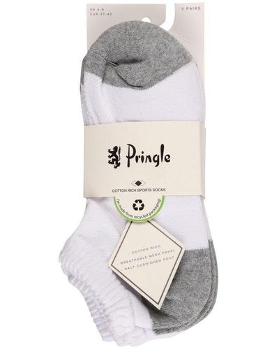 Pringle of Scotland 3 Pair Pack Cushioned Sole Trainer Socks - White