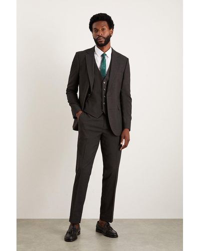 Burton Slim Fit Charcoal Essential Suit Trousers - Black