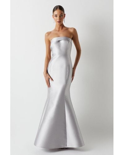 Coast Bandeau Twill Fishtail Bridesmaids Maxi Dress - White