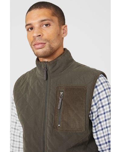 MAINE Diamond Quilted Gilet - Brown