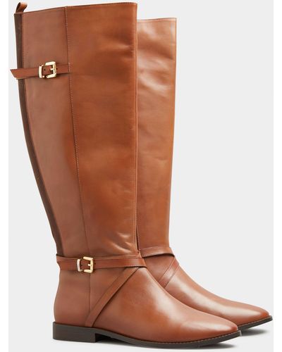Long Tall Sally Leather Riding Boots - Brown