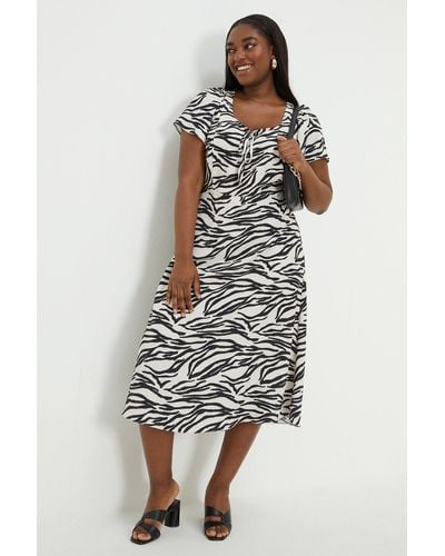 Dorothy Perkins Curve Zebra Print Tie Front Midi Dress - Multicolour