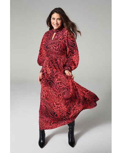 Wallis Red Animal Print Viscose Maxi Dress