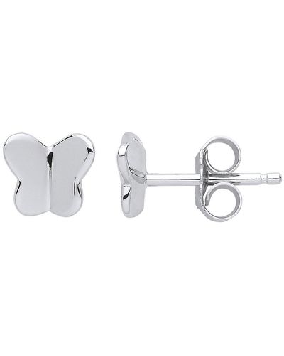 Jewelco London Silver Butterfly Stud Earrings - Gve784 - Metallic
