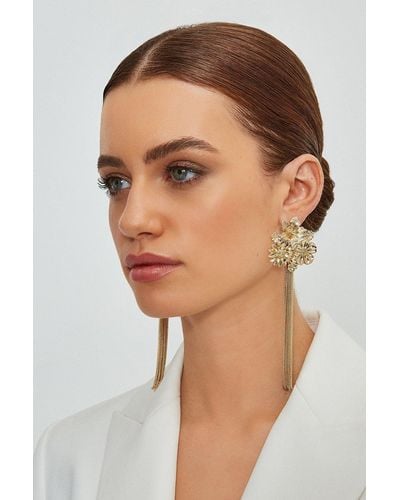 Karen Millen Flower Tassel Earrings - Metallic