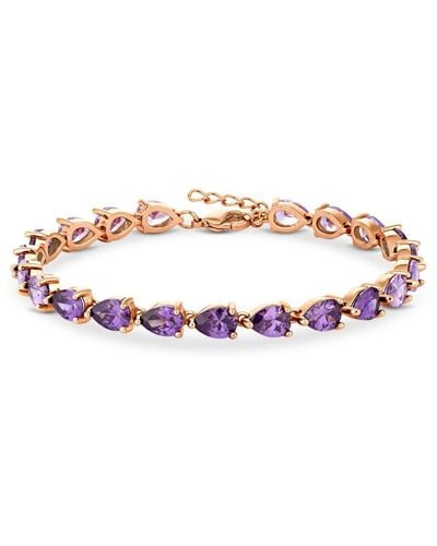 Jon Richard Gift Packaged Rose Gold And Amethyst Cubic Zirconia Bracelet - Purple