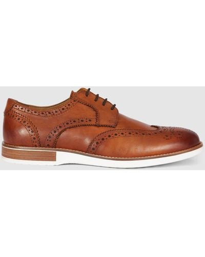 MAINE Stanton Contrast Sole Leather Brogue - Brown