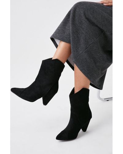 Oasis Pointed Western Ankle Boots - Black