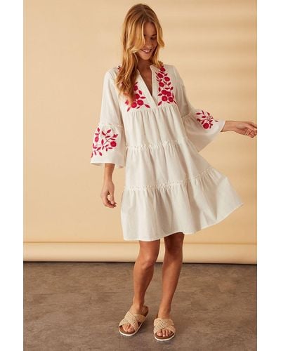 Accessorize Floral Embroidered Cover-up - Natural