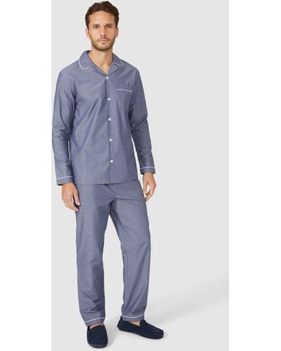 DEBENHAMS Spot Print Woven Pyjama Set - Blue
