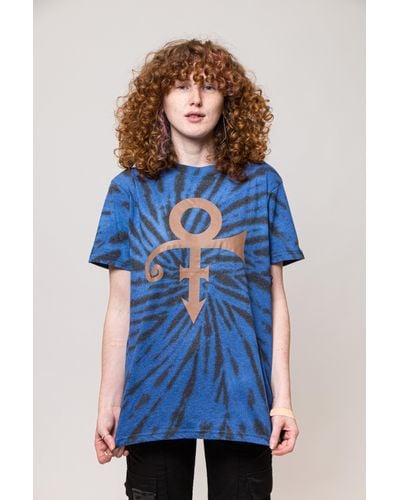Prince Gold Symbol Dip Dye T Shirt - Blue