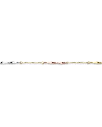 Jewelco London 9ct 3 Colour Gold Licorice Twist Trace Chain Bracelet 7.25" 18cm - Cnnr02161-07 - White