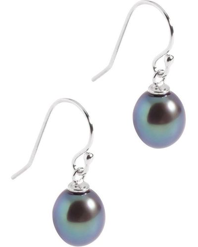 Pure Luxuries Gift Packaged 'jean' Peacock Pearl & Sterling Silver Drop Earrings - Blue