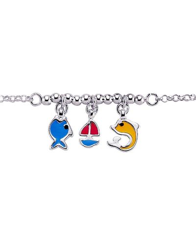 Jewelco London Rhodium-coated Sterling Silver Charm Bracelet - Blue