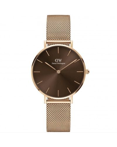 Daniel Wellington Petite Amber Stainless Steel Classic Analogue Watch - Dw00100477 - Brown