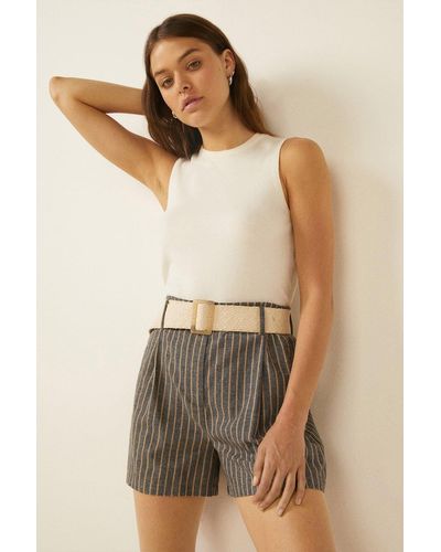 Oasis Tailored Belted Short - Brown