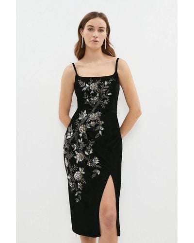 Coast Embellished Velvet Cami Dress - Black
