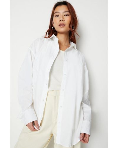 Warehouse Poplin Oversized Shirt - White